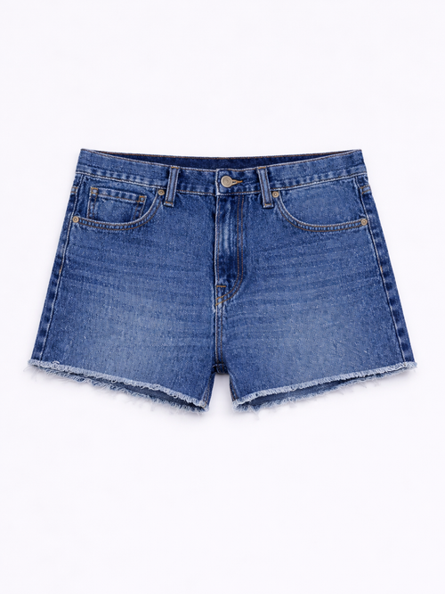 Women's Blue Regular Fit Denim Shorts