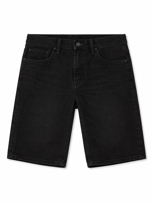 Black Relaxed Fit Denim Shorts