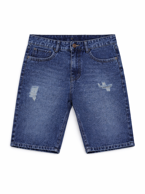 Blue Tapered Relaxed Fit Denim Shorts