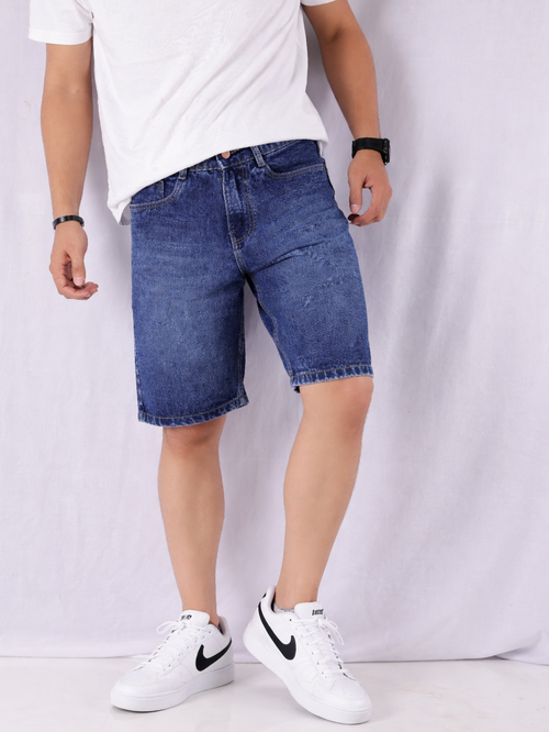 Light Blue Relaxed Fit Denim Shorts