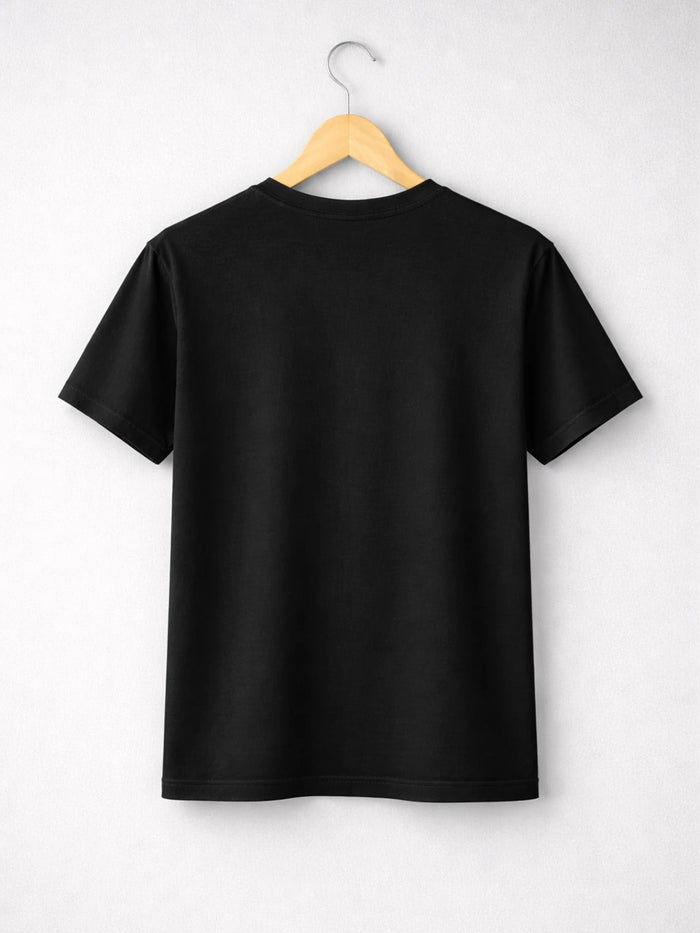 Black Solid Cotton Pure Cotton T-shirt Regular Fit
